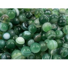 Ronde 8 - Agate naturelle rayée vert de mer (10 pces)